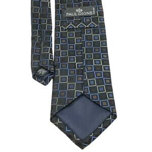 Paul Dione Tie Necktie Black / Blue 59" Length 3.5" Width